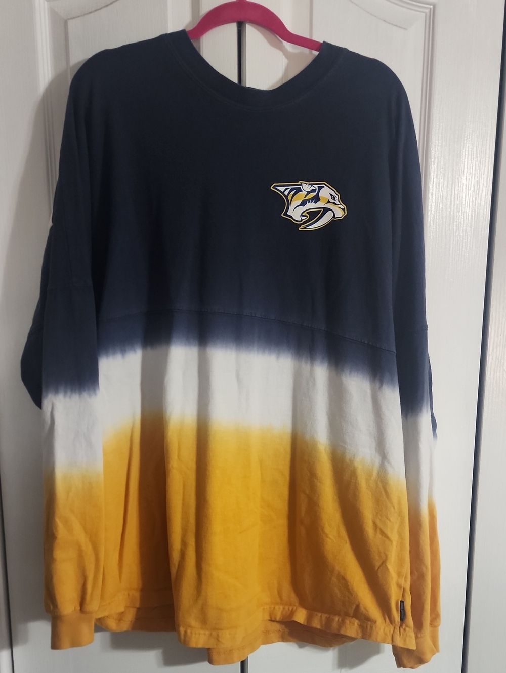 💙💛💙 NASHVILLE PREDATORS Navy, White & Gold Long Sleeve Spirit Jersey
